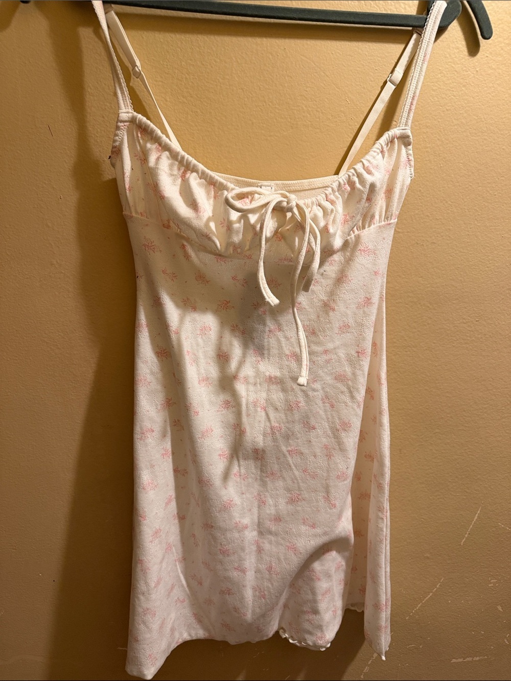 SKIMS Cream Slip Dress with Soft Pink Floral Print